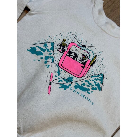 Vintage 90s Kids Vermont Graphic Sking Cows Crewneck Sweatshirt 10/12 M - Picture 5 of 5